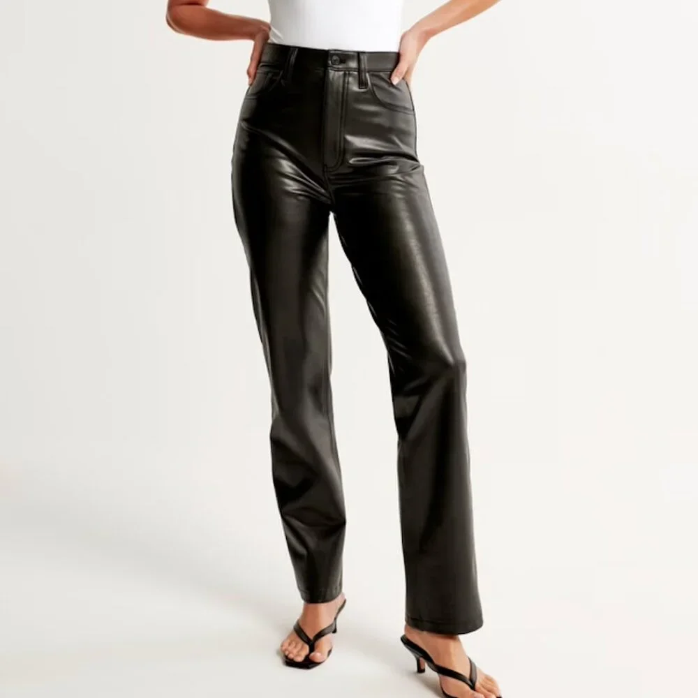 Vegan Leather 90s Straight Pant - Picture 1 of 8